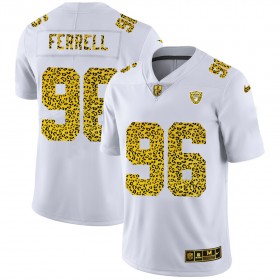 Las Vegas Raiders Tröjor Clelin Ferrell 96 Nike Flocked Leopard Print Vit - Herr